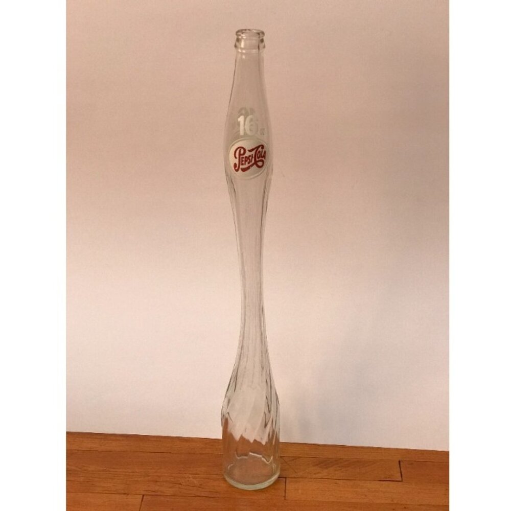 Vintage 19” Stretched Glass Soda Pop Tall 16 OZ Bottle Pepsi Cola